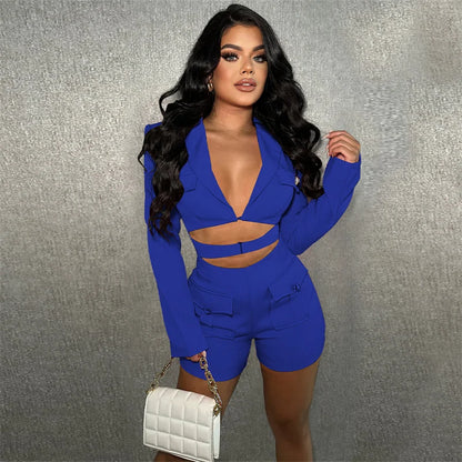 UNIKCOSA’s Blazer-Style Romper — Long-Sleeve Hollow Out Bodycon Jumpsuit