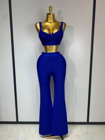 UNIKCOSA’s Bandage 2-Piece Set — Sexy Crop Top + High-Waist Pants Evening Party Elegance