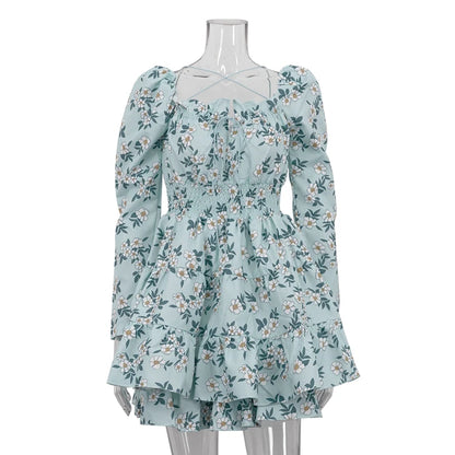 UNIKCOSA Women’s Floral Corset Dress – Lace-Up Halter Off-Shoulder Pleated Short Dress (Summer 2025 Edition)