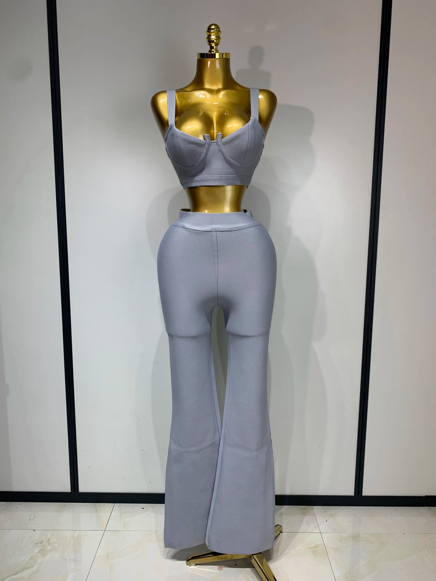 UNIKCOSA’s Bandage 2-Piece Set — Sexy Crop Top + High-Waist Pants Evening Party Elegance
