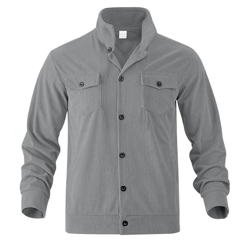 UNIKCOSA Men’s Corduroy Fleece Shirt – Full Button Long Sleeve Streetwear Overshirt (280 GSM Autumn/Winter Edition, S–3XL)