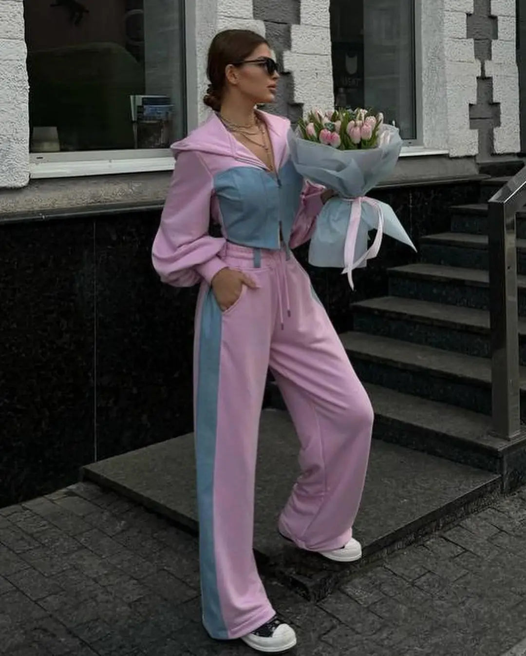 UNIKCOSA Velora Two-Piece Patchwork Sweatshirt Set 💫