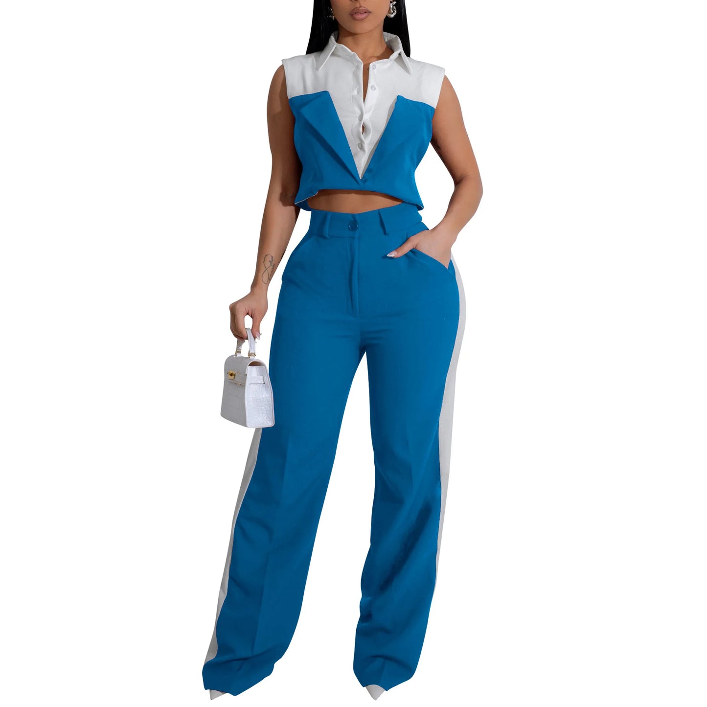 UNIKCOSA™ 2025 Elegant Blazer Pant Set – Women’s 2-Piece Matching Outfit with Slim-Fit Blazer Shirt & High-Waist Pants | Y2K Streetwear Workwear