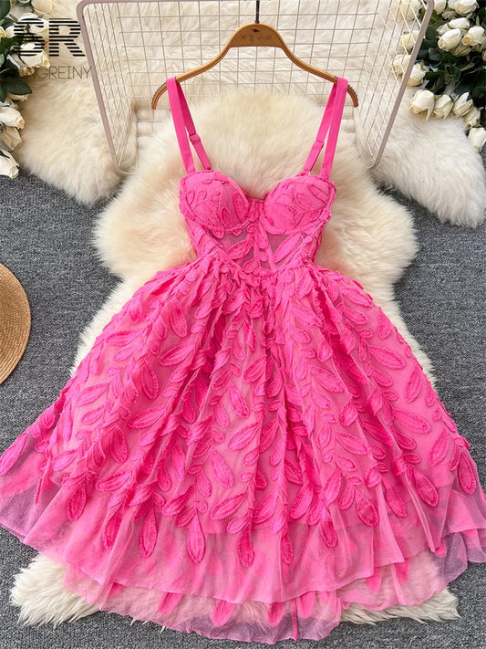 UNIKCOSA’s Luxury Embroidered Tulle Sundress — Spaghetti Strap Summer Party Dress