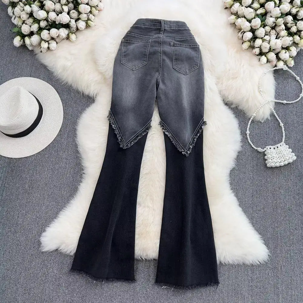 UNIKCOSA Velora Flared Jeans High Waist Slim Fit Denim 💫