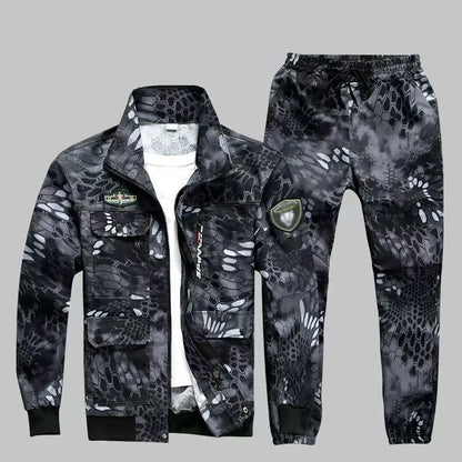 UNIKCOSA Men’s Camouflage Workwear Set – Wear-Resistant & Anti-Fouling Outdoor Protective Clothing (Spring/Autumn)