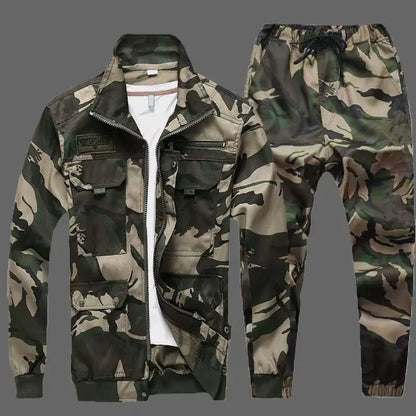 UNIKCOSA Men’s Camouflage Workwear Set – Wear-Resistant & Anti-Fouling Outdoor Protective Clothing (Spring/Autumn)