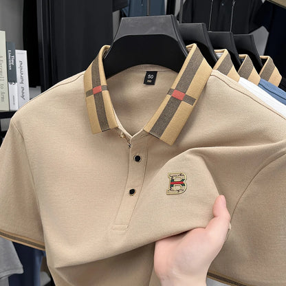 UNIKCOSA Men’s Embroidered Polo T-Shirt – Summer Slim Fit Stand Collar Business Casual Top