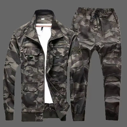 UNIKCOSA Men’s Camouflage Workwear Set – Wear-Resistant & Anti-Fouling Outdoor Protective Clothing (Spring/Autumn)