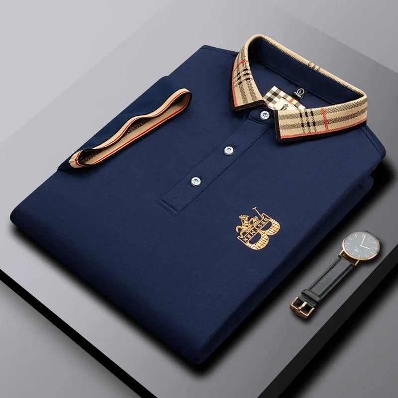 UNIKCOSA Men’s Luxury Embroidered Polo – High-End Stand Collar Designer Short Sleeve T-Shirt (Summer Edition)