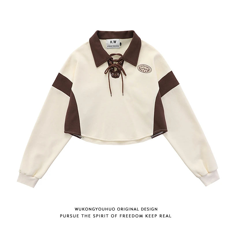 UNIKCOSA Velora Casual Crop Polo Top Streetwear Edition 💫