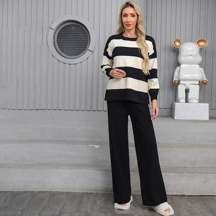 UNIKCOSA Velora Striped Knit Two Piece Sweater Set 💫