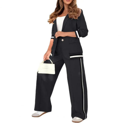 UNIKCOSA’s 2025 Women’s Suit Set — Long-Sleeve Cardigan Coat + Pocket Pants 2-Piece