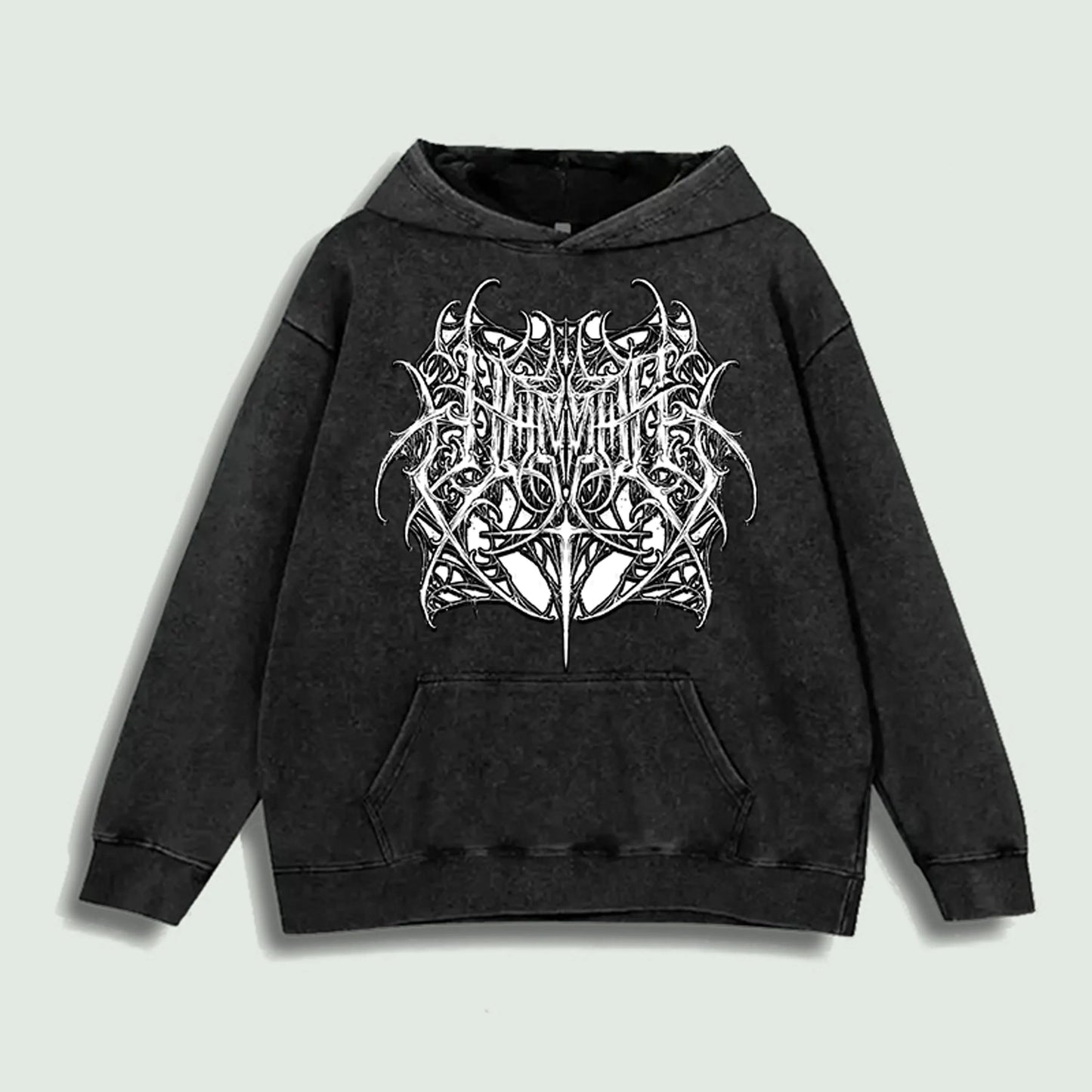 UNIKCOSA NoirFit Intricate Black Metal Graphic Hoodie 🖤
