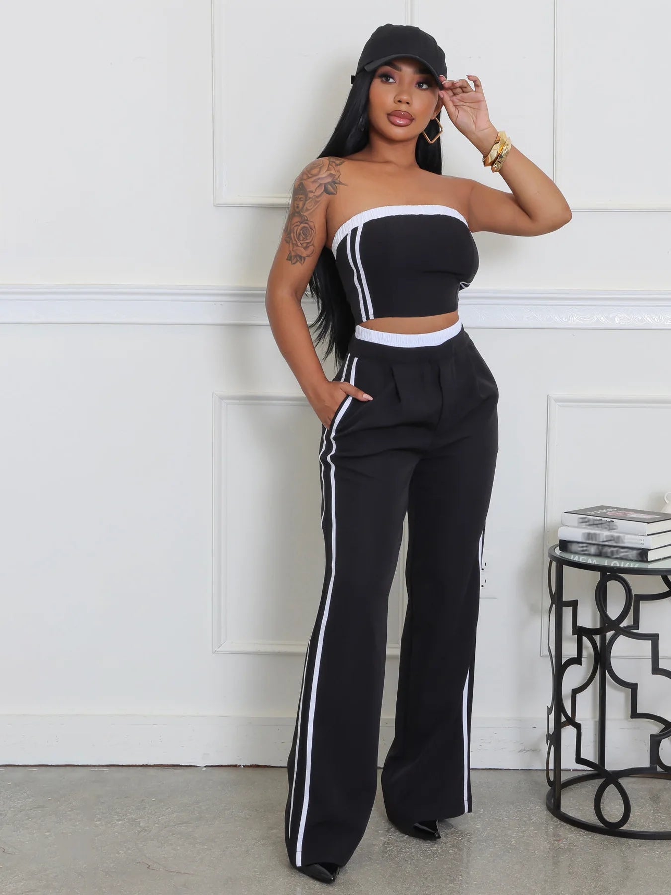 UNIKCOSA’s 2025 Strapless Pant Set — Sexy Bandeau Top + Wide-Leg Loose Pants
