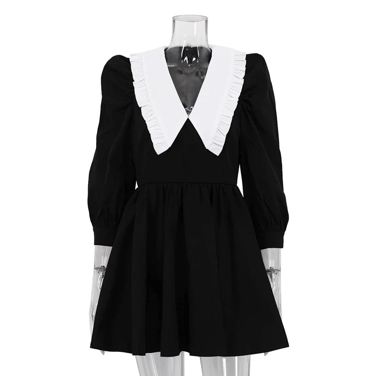 UNIKCOSA Women’s Patchwork A-Line Dress – Color Contrast Peter Pan Collar Summer Casual Elegance (2025 Edition)