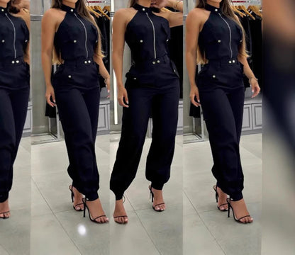 UNIKCOSA™ 2025 Summer 2-Piece Set – Sleeveless Slim Fit Top & Work Pants | Women’s Comfortable Casual Streetwear Suit