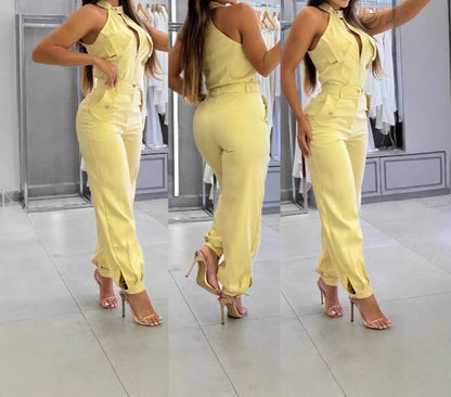 UNIKCOSA™ 2025 Summer 2-Piece Set – Sleeveless Slim Fit Top & Work Pants | Women’s Comfortable Casual Streetwear Suit