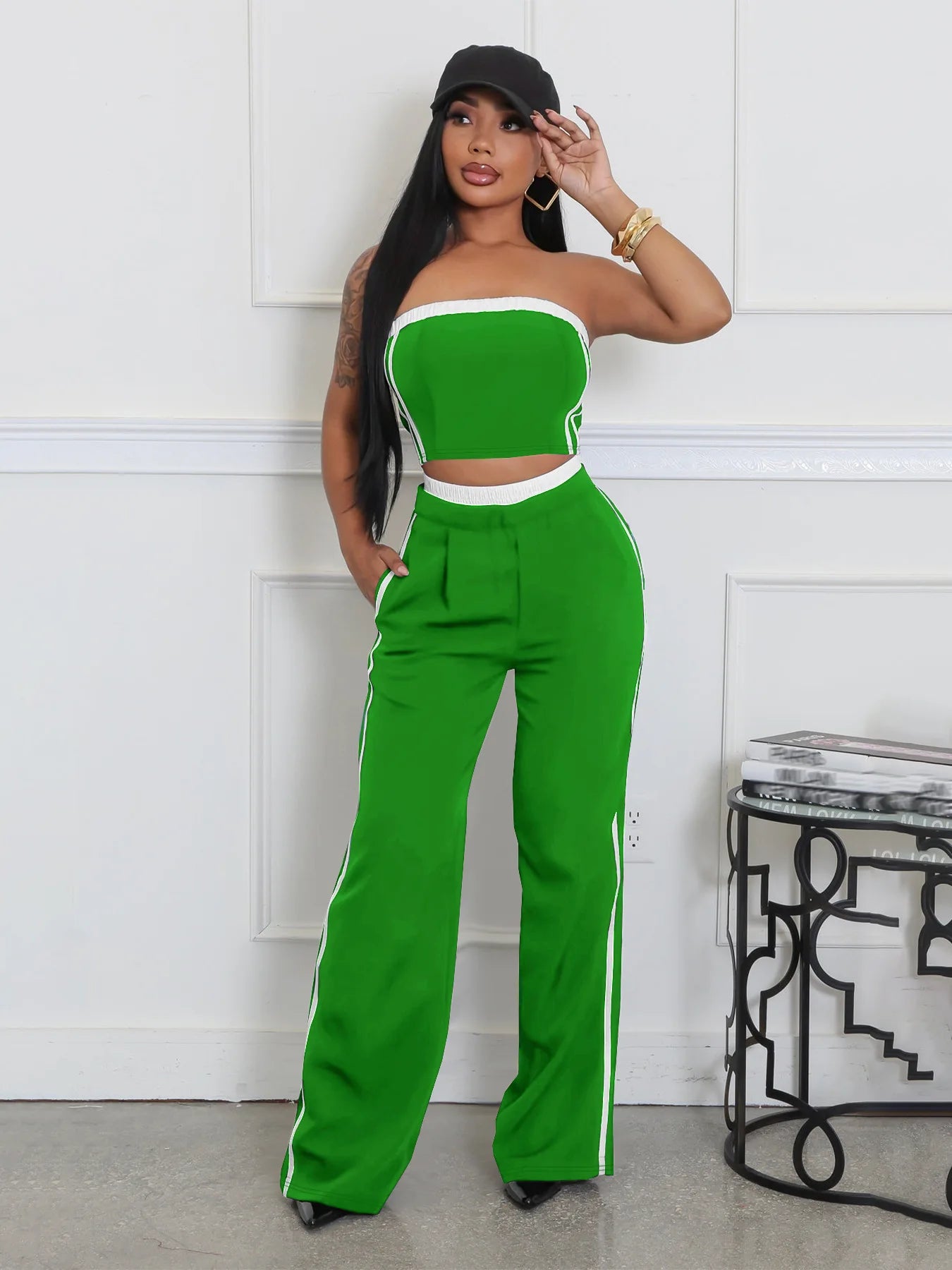 UNIKCOSA’s 2025 Strapless Pant Set — Sexy Bandeau Top + Wide-Leg Loose Pants