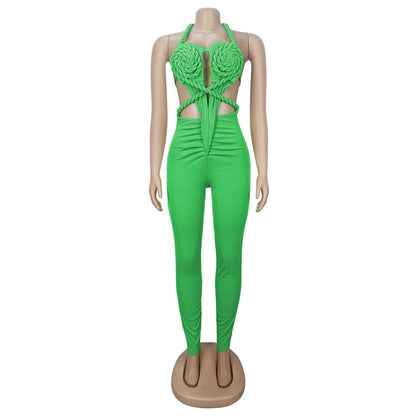 UNIKCOSA’s 2025 Ribbed Halter Jumpsuit — Sexy Backless Ruched One-Piece Clubwear