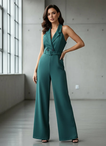 UNIKCOSA LuxeEase Summer Jumpsuit Halter Backless Pockets 💫