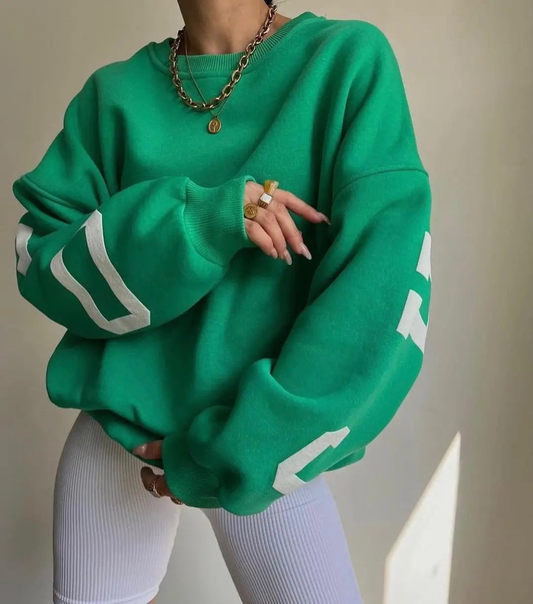 UNIKCOSA Women’s Oversized Hoodie & Sweatpants Set – Cotton Pullover Crop Top Hoodie & Crew Neck Sweatshirt (Screen Print Edition)