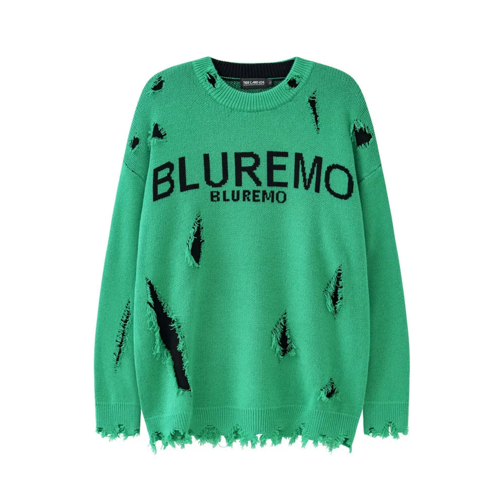 UNIKCOSA NoirFit Hand-Cut Letter Jacquard Sweater 💫