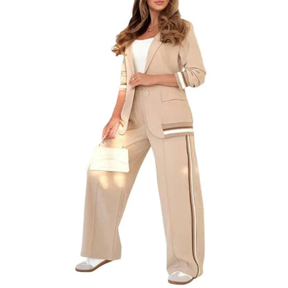 UNIKCOSA’s 2025 Women’s Suit Set — Long-Sleeve Cardigan Coat + Pocket Pants 2-Piece