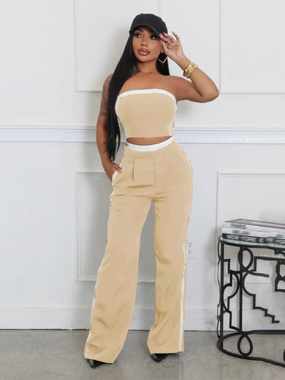 UNIKCOSA’s 2025 Strapless Pant Set — Sexy Bandeau Top + Wide-Leg Loose Pants