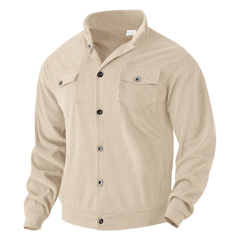 UNIKCOSA Men’s Corduroy Overshirt – Heavyweight Long Sleeve Button-Up with Dual Chest Pockets