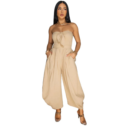 UNIKCOSA Velora Strapless Jumpsuit Solid Color Summer 💫