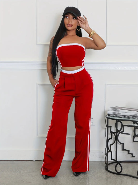 UNIKCOSA’s 2025 Strapless Pant Set — Sexy Bandeau Top + Wide-Leg Loose Pants