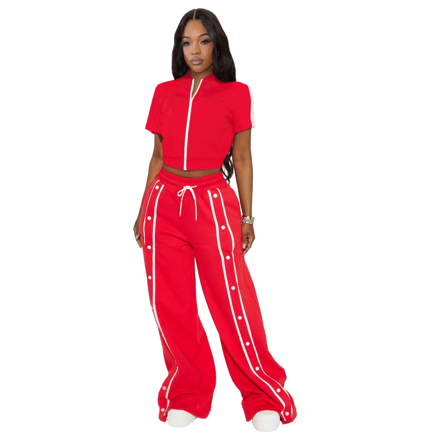 UNIKCOSA’s Summer Streetwear Pant Set — Short-Sleeve Zip Jacket + Wide-Leg Pants