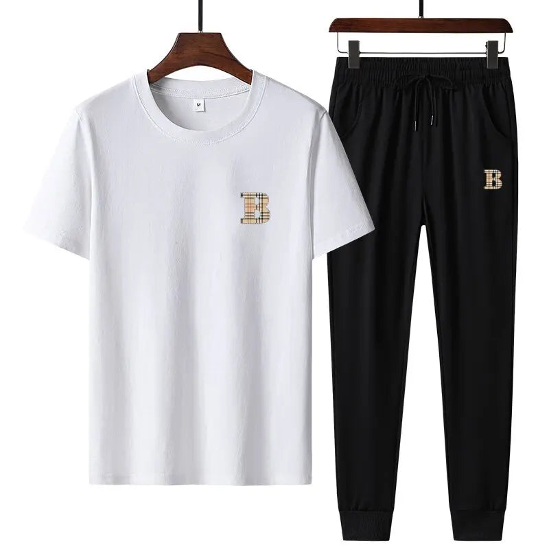 UNIKCOSA Men’s Ice Silk Two-Piece Set – Quick-Dry Breathable Summer Sportswear (Short Sleeve & Shorts)