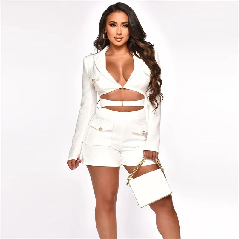 UNIKCOSA’s Blazer-Style Romper — Long-Sleeve Hollow Out Bodycon Jumpsuit