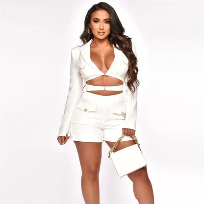 UNIKCOSA’s Blazer-Style Romper — Long-Sleeve Hollow Out Bodycon Jumpsuit