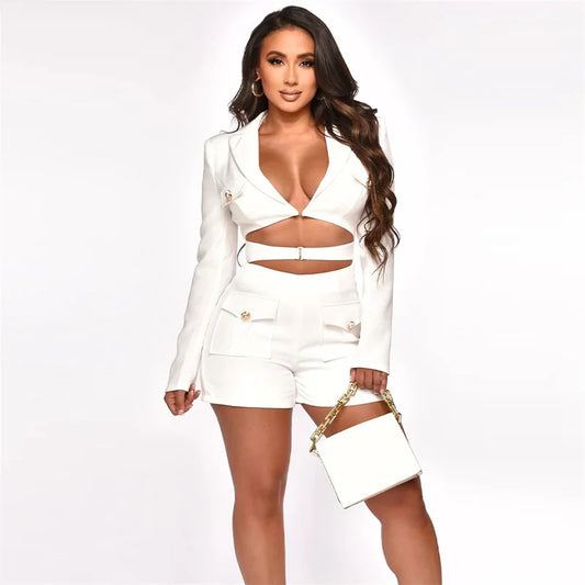 UNIKCOSA’s Blazer-Style Romper — Long-Sleeve Hollow Out Bodycon Jumpsuit