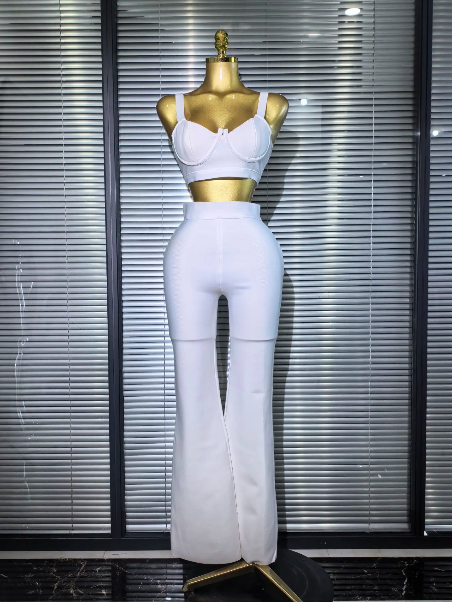 UNIKCOSA’s Multi-Color Bandage 2-Piece Set — Sexy Strap Crop Top + Bodycon Long Skirt