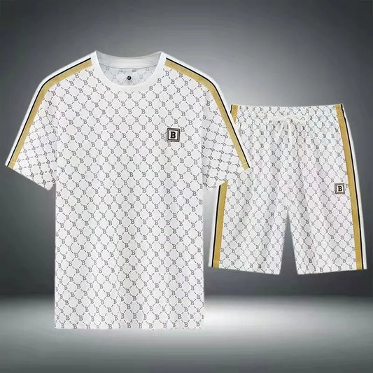 UNIKCOSA Men’s Printed Summer Set – Casual Short Sleeve & Shorts Two-Piece Outfit (2024 Plus-Size Edition)