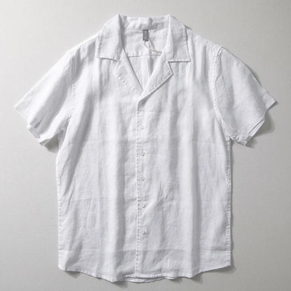 UNIKCOSA Men’s Pure Linen Shirt – Short Sleeve Summer Lapel Blouse Top (Breathable Chinese-Style Edition)