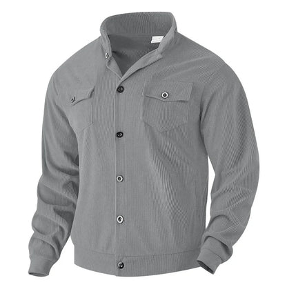 UNIKCOSA Men’s Corduroy Overshirt – Heavyweight Long Sleeve Button-Up with Dual Chest Pockets