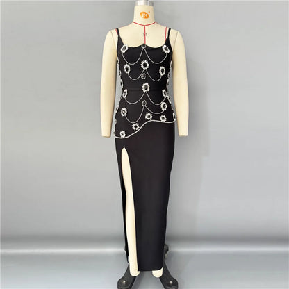 UNIKCOSA’s Diamond Chain Backless Dress — Black Bodycon Bandage Party Elegance 2025