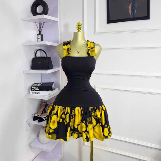UNIKCOSA’s Printed Pleated Mini Dress — Sleeveless Sheath Vacation Chic