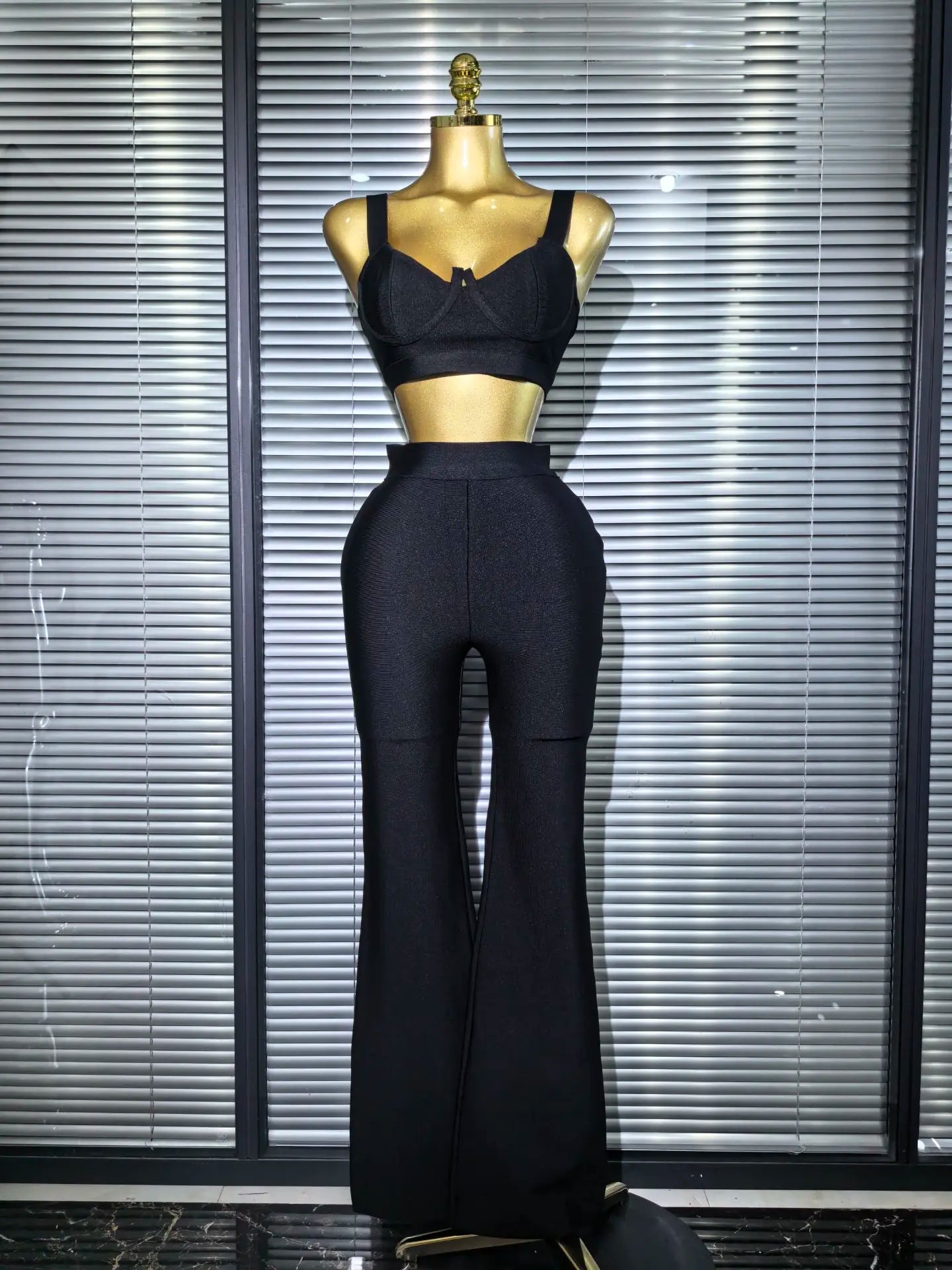 UNIKCOSA’s Multi-Color Bandage 2-Piece Set — Sexy Strap Crop Top + Bodycon Long Skirt