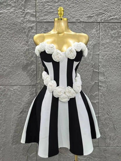 UNIKCOSA’s Strapless Floral Bandage Mini Dress — A-Line Birthday & Vacation Party Elegance