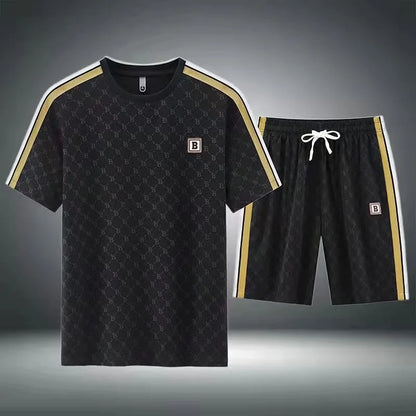 UNIKCOSA Men’s Printed Summer Set – Casual Short Sleeve & Shorts Two-Piece Outfit (2024 Plus-Size Edition)