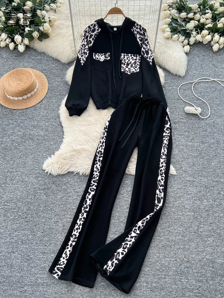 UNIKCOSA’s 2025 Winter Leopard Lounge Set — Thick Hoodie + Wide-Leg Pants with Pockets