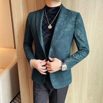 UNIKCOSA Men’s Floral Blazer – Slim Fit Single-Breasted Business & Formal Suit Jacket (Spring Edition)
