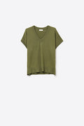 Q2 V-Neck fine Knit sweater in khaki color