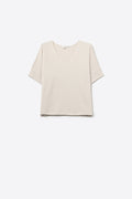 Q2 V-Neck Relaxed Fit Short Sleeve sweater in beige